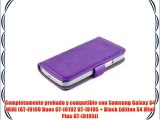 JAMMYLIZARD Funda De Piel Para Samsung Galaxy S4 MINI Luxury Wallet Tipo Cartera MORADO