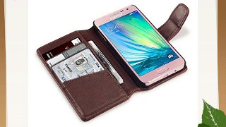 2015 Samsung Galaxy A3 Funda Cartera de autentico cuero con compartimento para billetera -