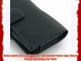 Nokia Lumia 920 Leather Case - Horizontal Pouch Type (Black Purple Stitchings) by PDair
