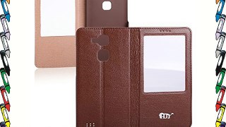 Pdncase Funda de Piel Genuina para Huawei Ascend Mate 7 Wallet Case Cover - Marrón