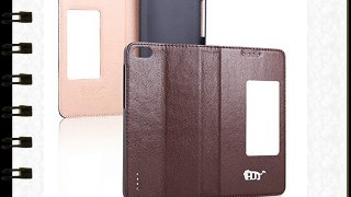 Pdncase Funda de Piel Genuina para Huawei Honor 6 Wallet Case Cover - Marrón Oscuro