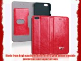 Pdncase Funda de Piel para iphone 6 Wallet Case Cover - Rojo