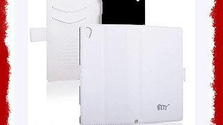Pdncase Funda de Piel para Sony Xperia Z3 Wallet Case Cover - Blanco