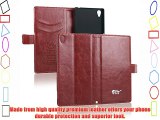 Pdncase Funda de Piel para Sony Xperia Z3 Wallet Case Cover - Marrón