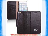 PDNCASE iPhone 6 Case Genuine Leather Wallet Style Funda de Cuero para iPhone 6 Color Marrón