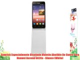 Samrick Especialmente Diseñado Maletín Abatible De Cuero Para Huawei Ascend G620s - Blanco