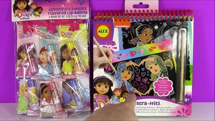 Dora and Friends Scra-ffiti! Fun Scratch Art Notebook! Scratch Fantastic COLORS! LIP BALM!