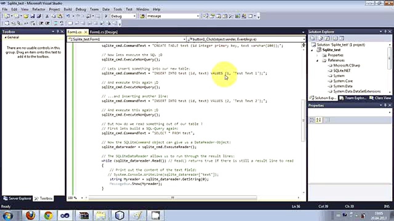 C# Tutorial How to use and connect Sqlite_clip3