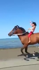 OMG!! Fast Horse Riding by Little Girl