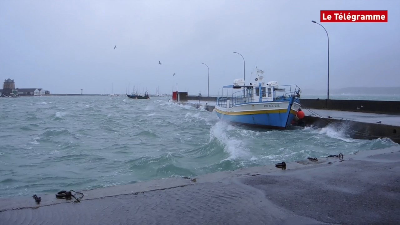 Camaret (29). Tempête dans le port