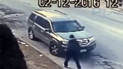 CCTV footage of teen Robber being run over by victim
