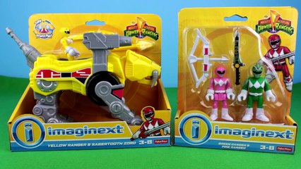 Mighty Morphin POWER RANGERS Imaginext Yellow Pink Green Rangers Sabertooth Zord