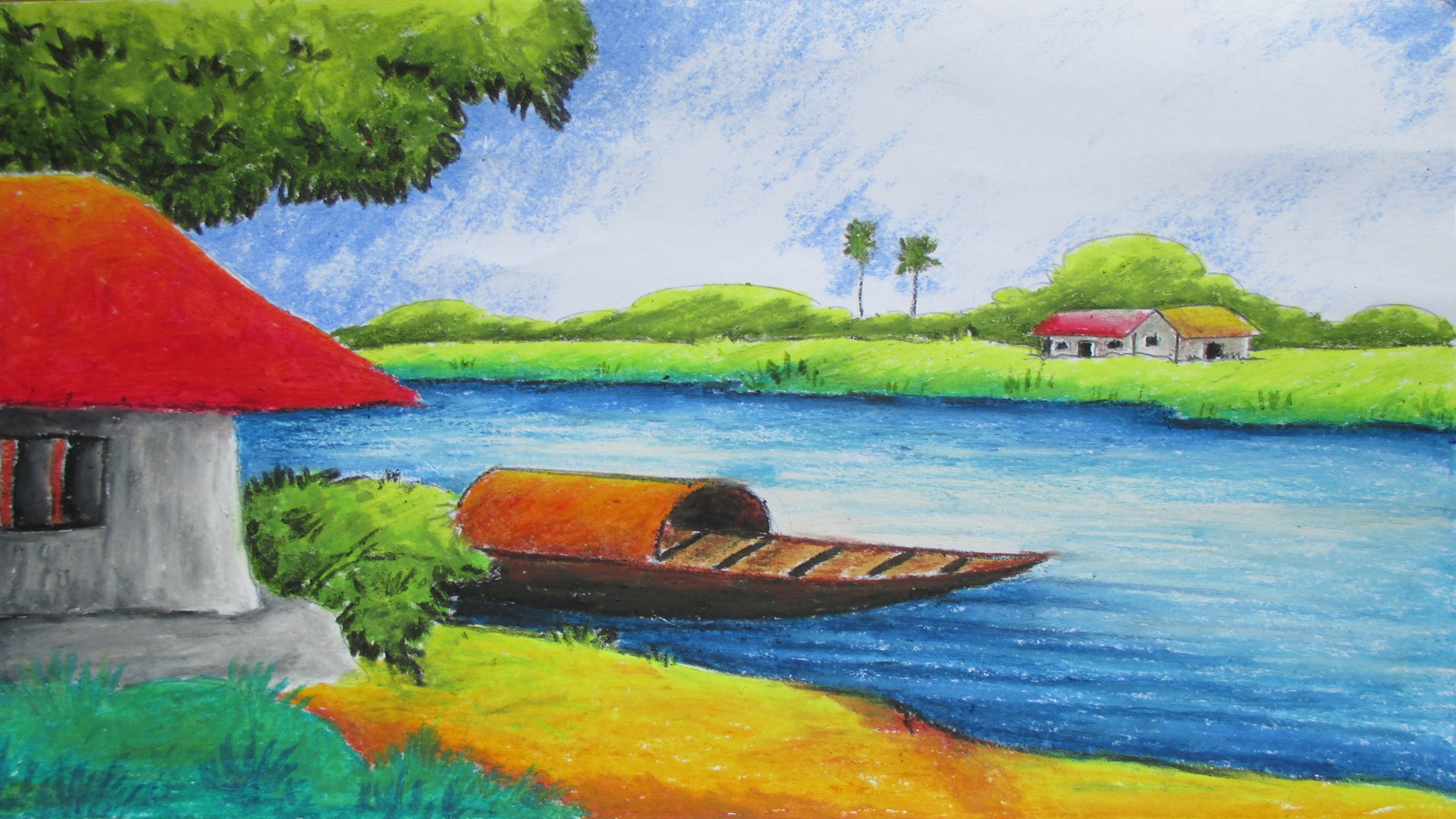 Pastel Painting Oil Pastel Landscape Drawing Tutorial Long Version