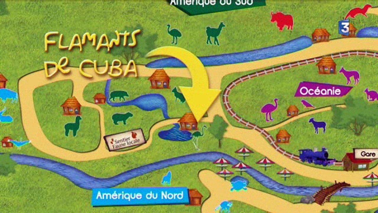UN PARC EN HIVER : un tapir et des flamands