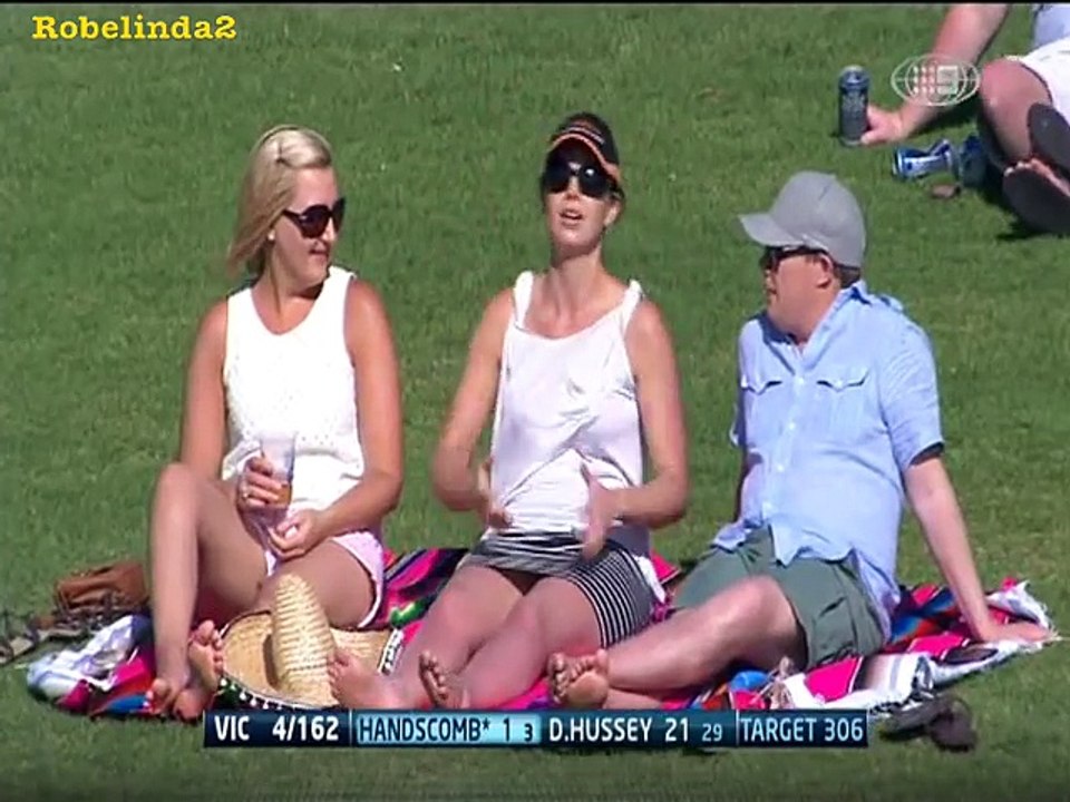 Girl imitating sex at the cricket