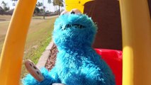 Cookie Monster Driving COZY COUPE NEW Sesame Street Bad Driver Crashing Falling My Size Elsa Doll