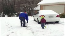 Dad Throws Giant Snowball at Kid