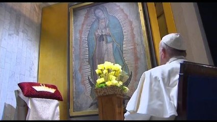 El papa se recogió en oración durante 20 minutos ante la Virgen de Guadalupe