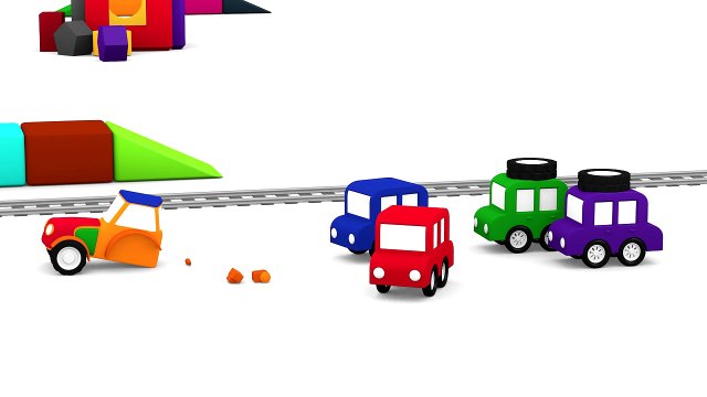 Мультфильмы для самых маленьких. 4 машинки. ТРАКТОР конструктор и геометрические фигуры