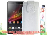 Suncase Original - Funda de piel para Sony Xperia ZL / ZL LTE diseño cocodrilo color blanco