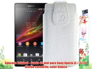 Suncase Original - Funda de piel para Sony Xperia ZL / ZL LTE diseño cocodrilo color blanco