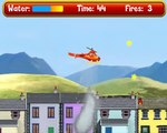Sam el bombero trata de Apague el fuego en el techo de cada casa con su helicóptero! español spanish
