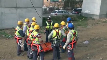 Boğaziçi Köprüsü'nde nefes kesen iş güvenliği tatbikatı