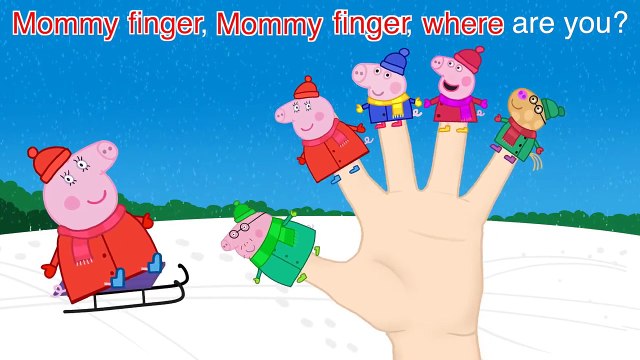 Peppa Pig Sled Skating Finger Family / Nursery Rhymes