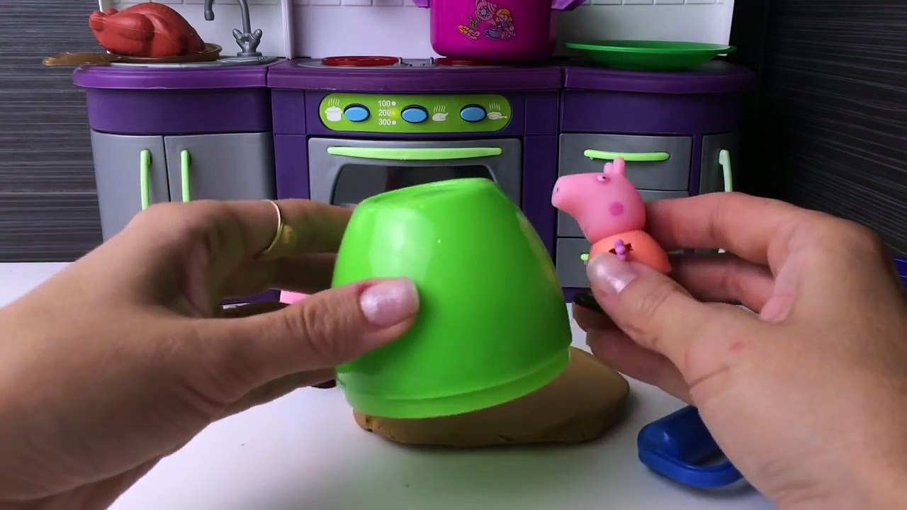 Свинка Пеппа с Джорджем готовят пирог. Игрушки Свинка Пеппа на русском. Peppa Pig.