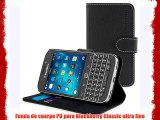 Snugg Blackberry Classic Funda Negra de Cuero con Tapa - Funda Billetera con Tapa para Tarjetas