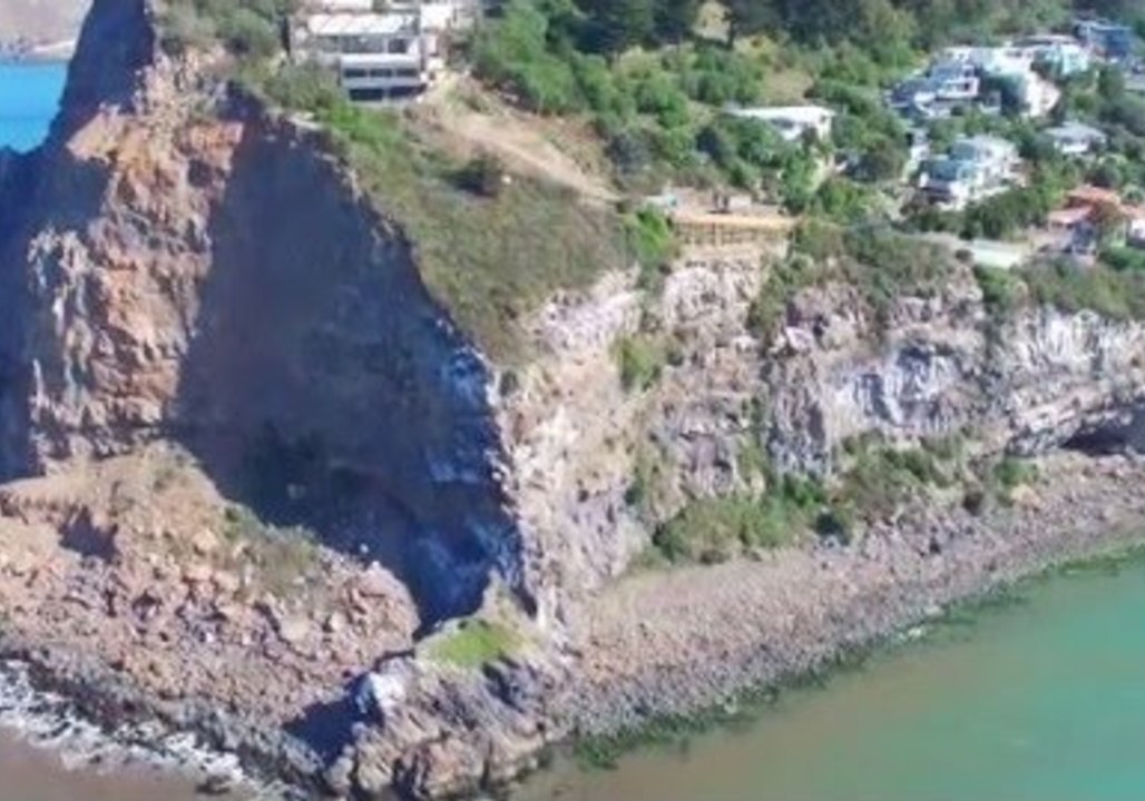 Aerial View Shows Aftermath of Christchurch Earthquake Cliff Collapse