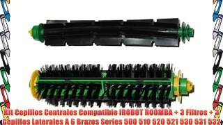 Kit Cepillos Centrales Compatible IROBOT ROOMBA   3 Filtros   3 Cepillos Laterales A 6 Brazos