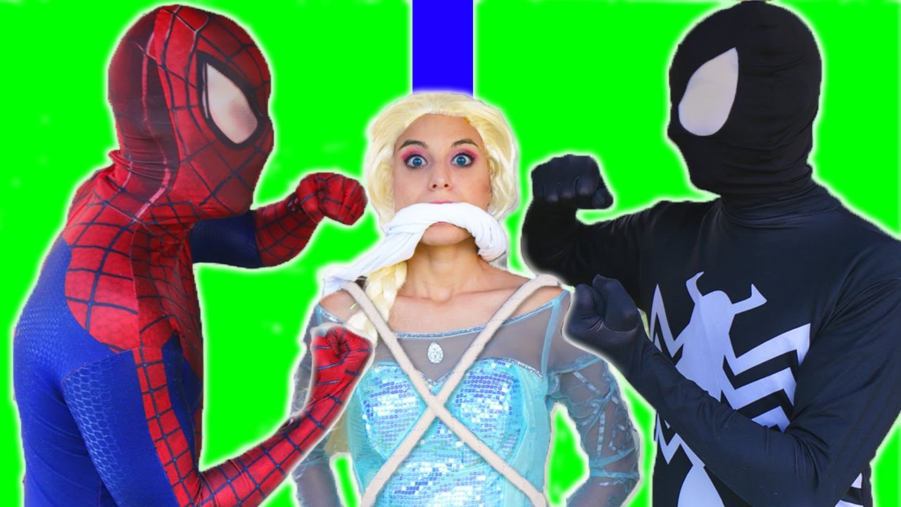 Spiderman vs Venom vs Frozen Elsa - Elsa Kidnapped - Real Life Superheroes Movie (1080p)
