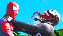 Spiderman vs Venom vs Frozen Elsa!  Real Life Superhero Battle Death Match! (1080p)