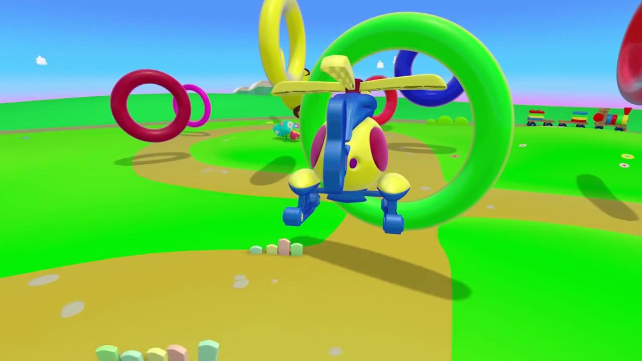 Мультфильмы 3D. Вертолет и разноцветные кольца, учим цвета. Развивающие мультики Зим Зум