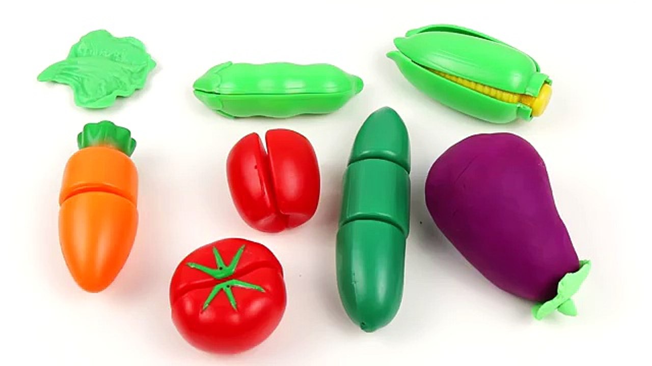 LEARN Vegetables Words with Play Doh Cuttin Food Velcro Toys