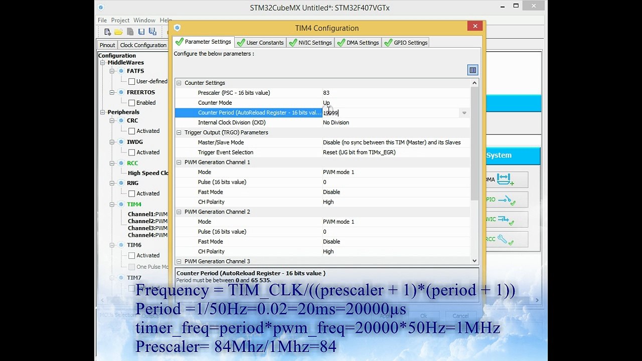 STM32F4 Discovery PWM Micro servo using STM32CubeMx and hal library with Coocox