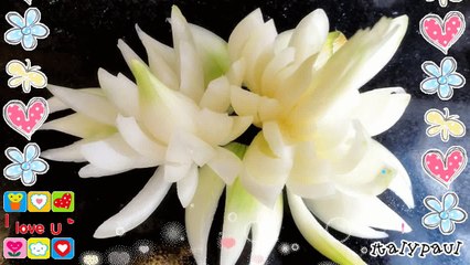 Art In Onion Flowers _ Vegetable Carving Garnish _ Roses Garnish (Italypaul)