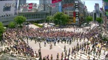 video of Shibuya scramble intersection after the World Cup against Japan end 2014
