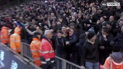 Phil Jones Celebrates In The Anfield Crowd