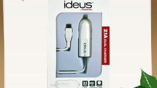 Ideus Universal - Cargador de mechero microUSB (2.1 amperios + puerto usb) blanco