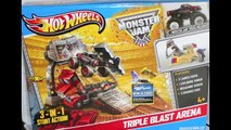 Monster Truck Mater Wrestling Cars on Hot Wheels Monster Jam Triple Blast Arena Play Set