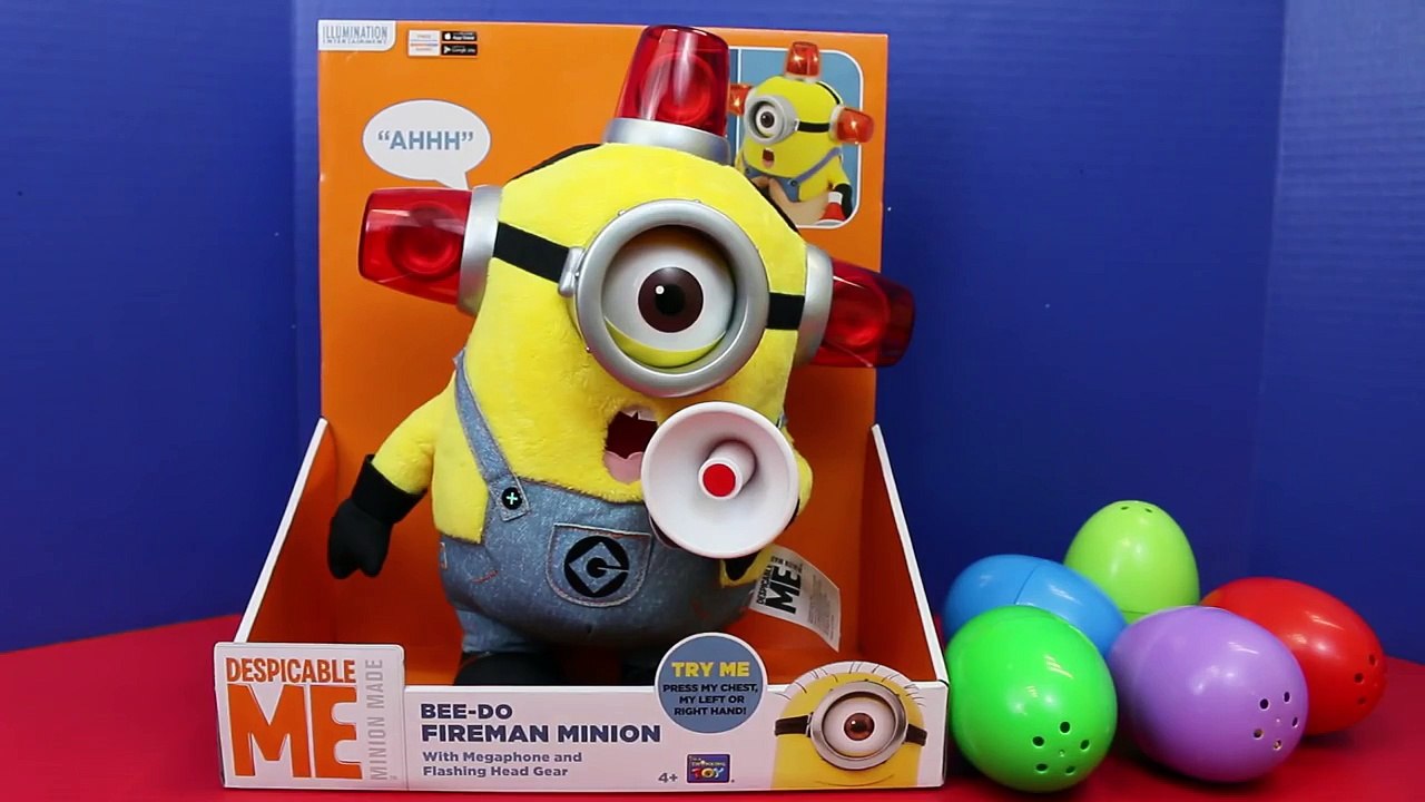 Minions SURPRISE EGGS Despicable Me BEE-DO Fireman MLP Bubble Guppies DisneyCarToys