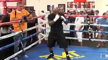 Luis Arias and Lanell Bellows shadow boxing at Mayweather vs. Canelo openworkouts