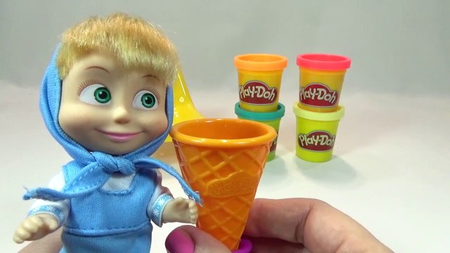 Маша и Медведь. Открываем набор пластилина плей до и делаем мороженое для Маши. Masha and the Bear