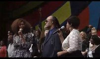 Yolanda Adams, Stevie Wonder, and Kristle Murden at Pastor Andrae Crouch Homegoing Celebration