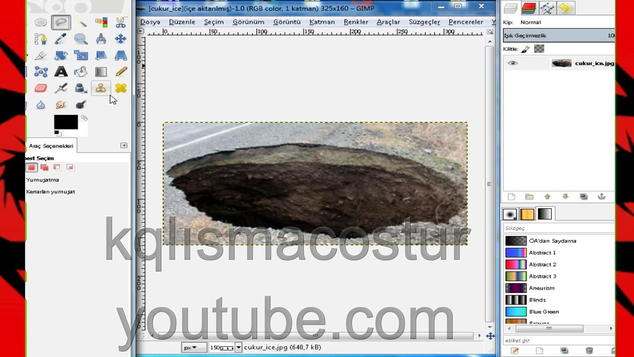 gimp 2.8 kullanımı çukur açımı (katman ekleme)