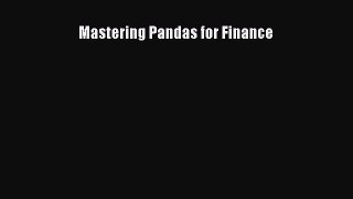 Read Mastering Pandas for Finance Ebook Free