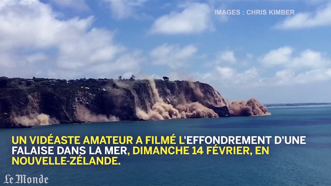 Une falaise s’effondre dans la mer en Nouvelle-Zélande