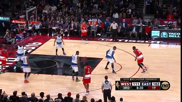 Stephen Curry Rises for Dunk West vs East February 14 2016 NBA All-Star Weekend 2016